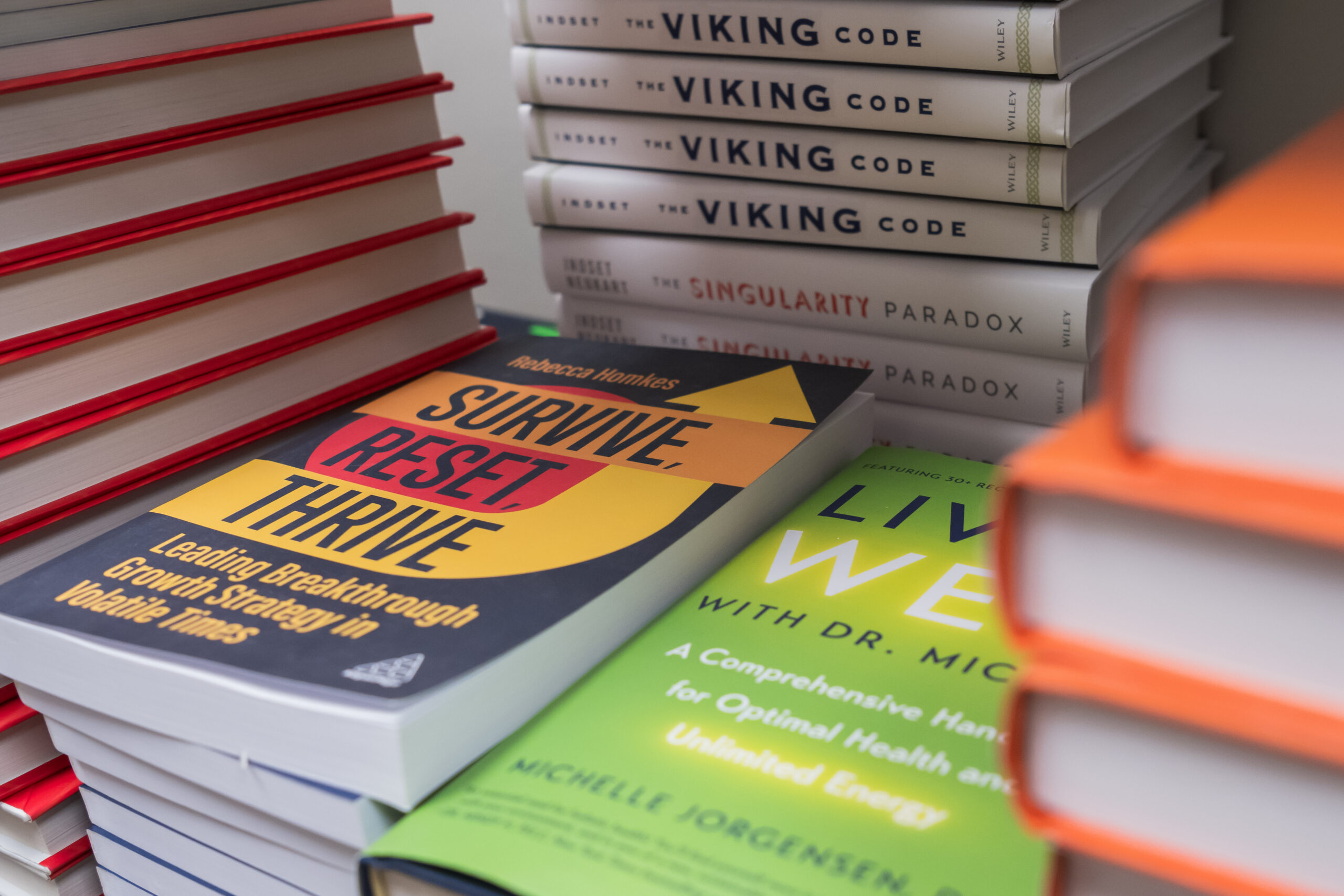 multiple stacks of books